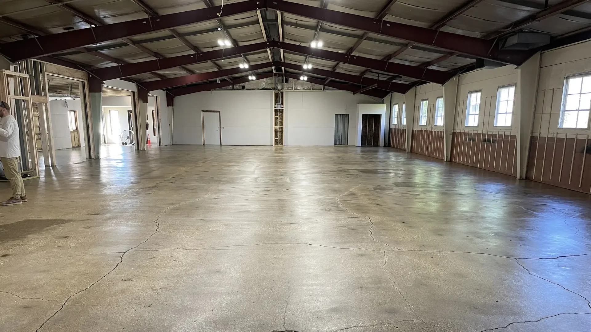 Polished concrete for an event space. Client didnt want to fix the cracks, but now its perfect for dancing