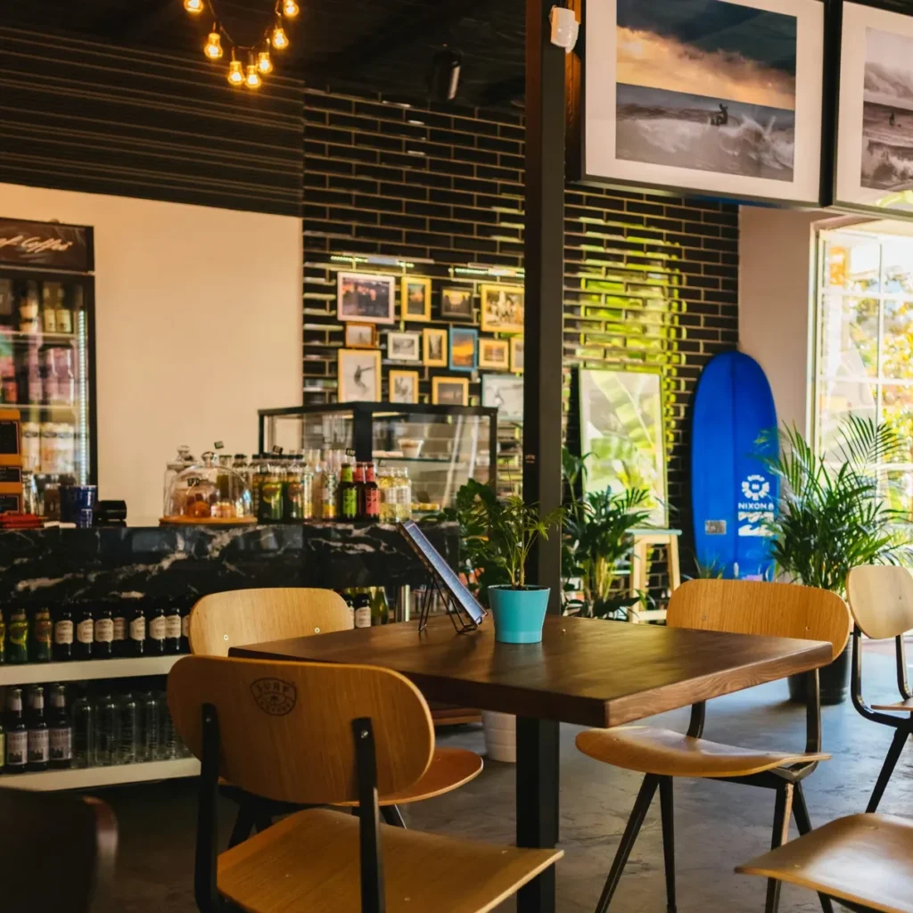 small restaurant with repaired and polished concrete floors