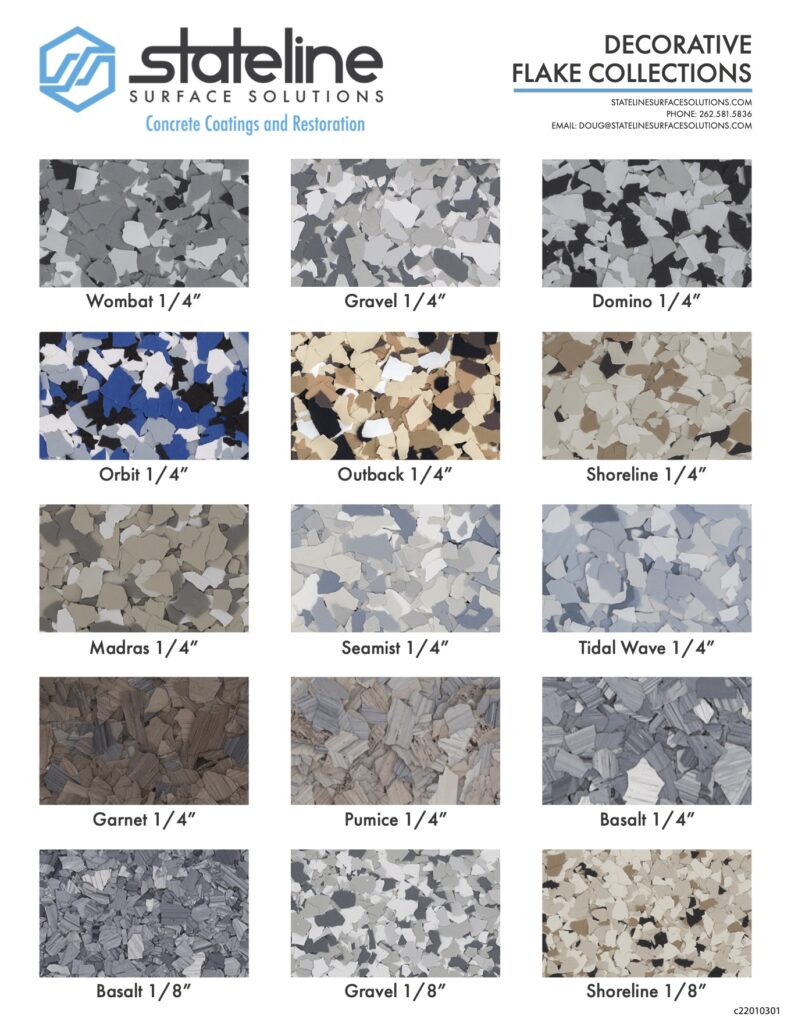 Stateline Surface Solutions Flake Floor Standard Color Options