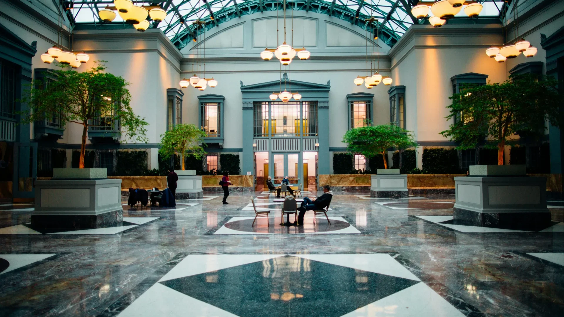 Event center with high gloss finish floors. A perfect hospitality space