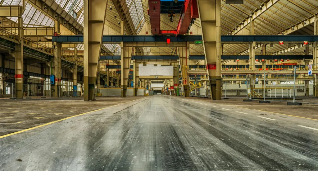 manufacturing facility girders in a forklift path.